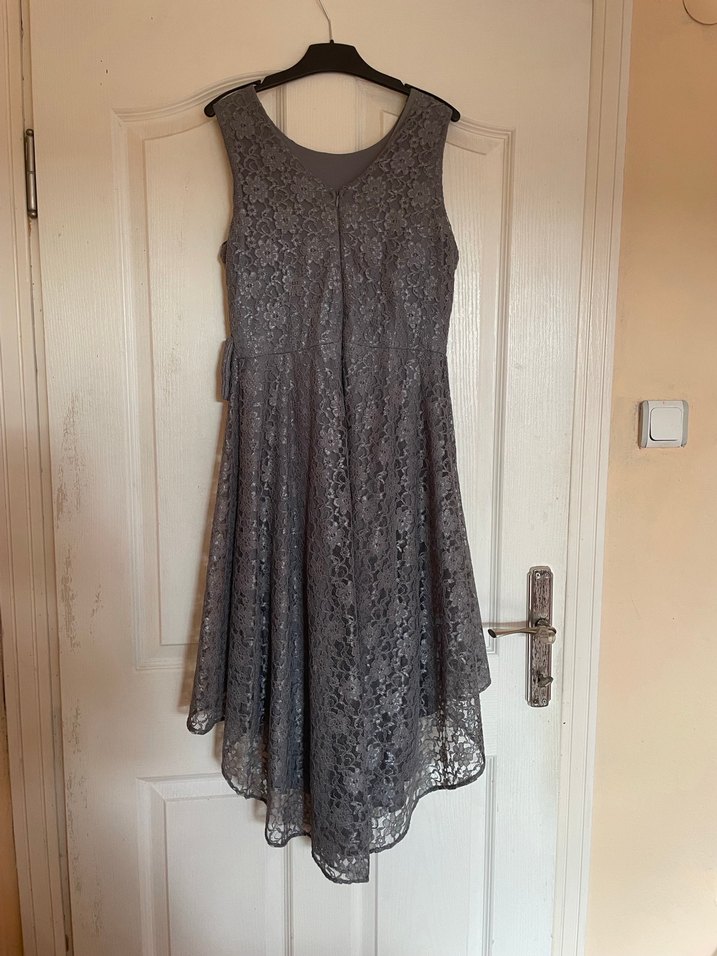 Gri Dantel Detaylı Abiye - Görsel 3