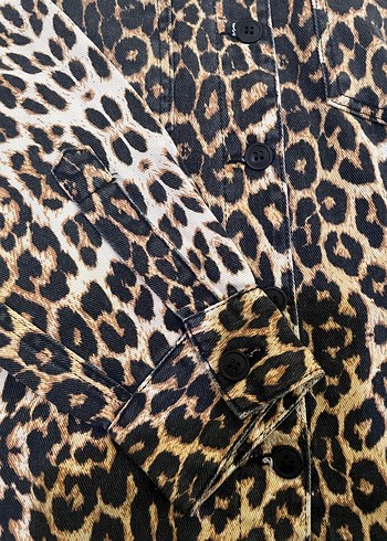 Deri Yaka Leopar Kot Ceket - Görsel 4