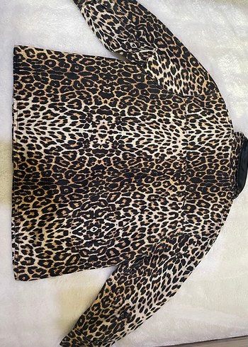 Deri Yaka Leopar Kot Ceket - Görsel 5