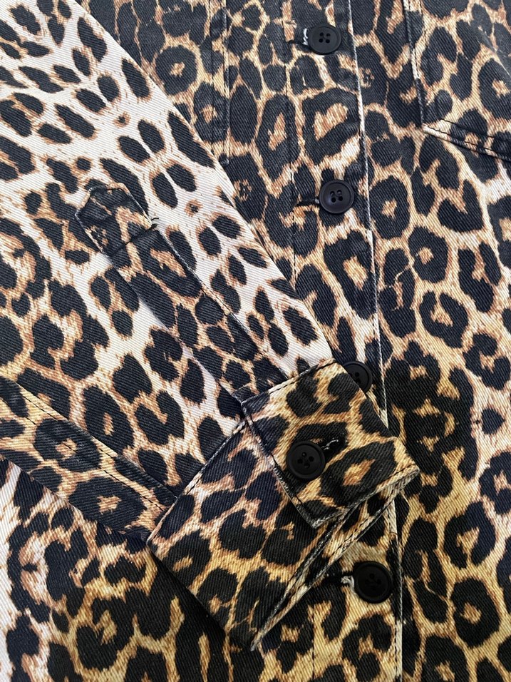 Deri Yaka Leopar Kot Ceket - Görsel 4