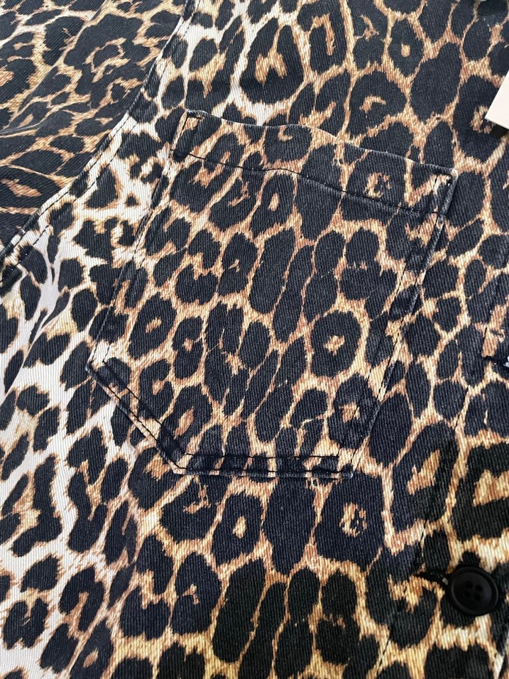 Deri Yaka Leopar Kot Ceket - Görsel 3
