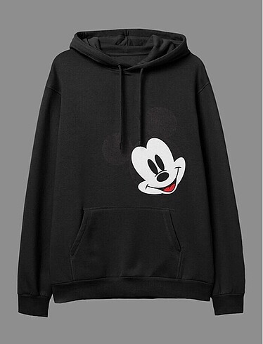 Micky Mouse Baskılı Siyah Sweatshirt
