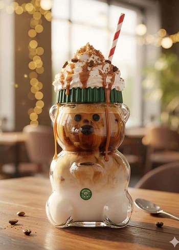 Ayı Şeklinde Yeşil Kapaklı cam Bardak - Görsel 3