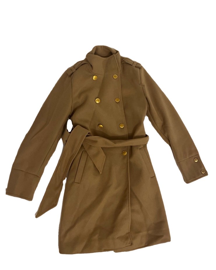 Kemerli Camel Midi Kadın Kaban - Görsel 5