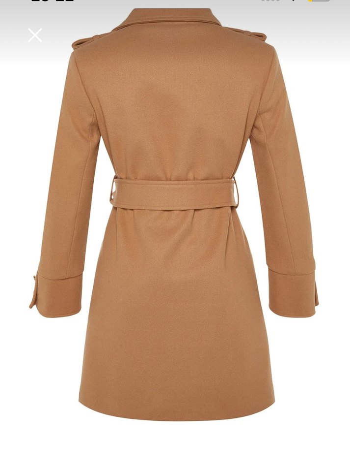 Kemerli Camel Midi Kadın Kaban - Görsel 2