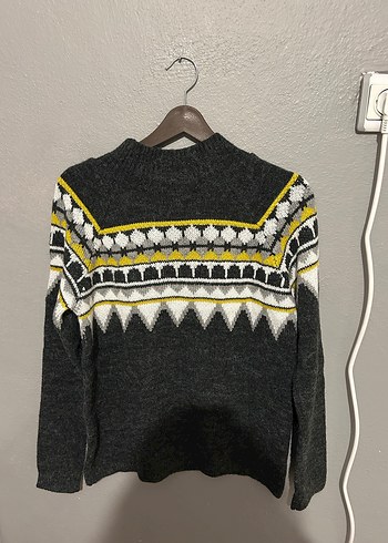 LC Waikiki Bohem Nakışlı Gri Uzun Kollu Kazak