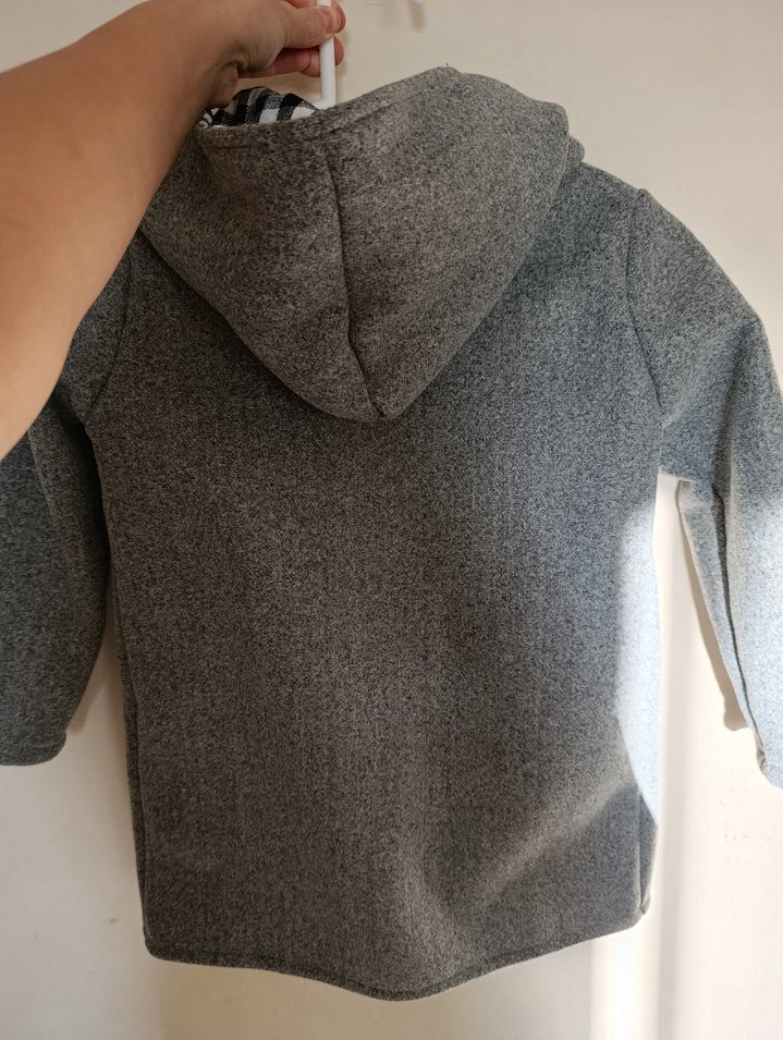 Gri Düğmeli Erkek Çocuk Kabanı - Görsel 3