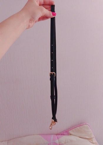 siyah mat suni deri çanta askısı - Görsel 3