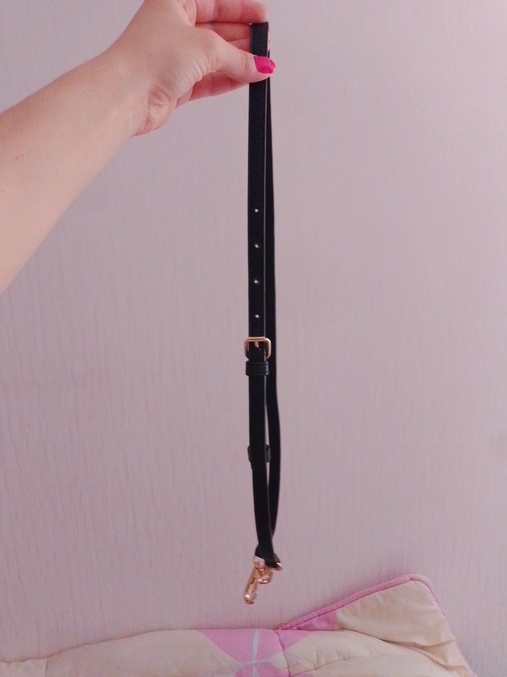 siyah mat suni deri çanta askısı - Görsel 3