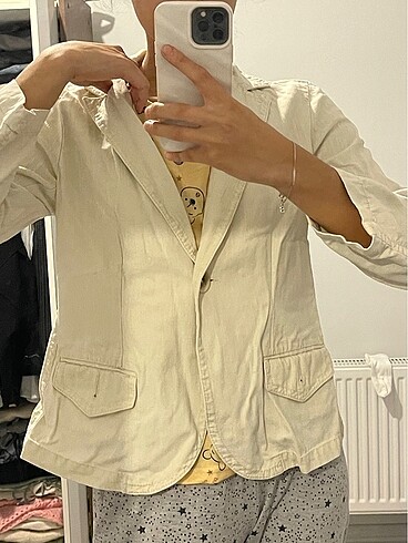 s Beden Krem rengi ceket blazer