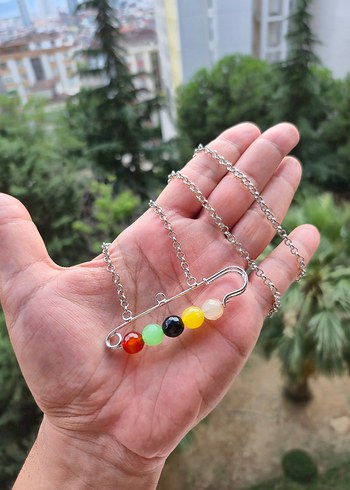 Diğer Rainbow Akik Doğal Taş Kolye