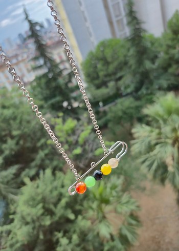 Rainbow Akik Doğal Taş Kolye