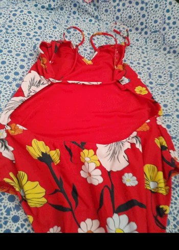 Çiçek Desenli Kırmızı Bohem Mayo - Görsel 2