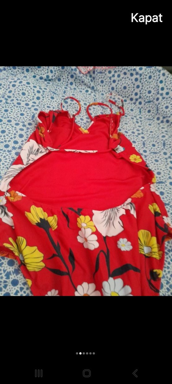 Çiçek Desenli Kırmızı Bohem Mayo - Görsel 2