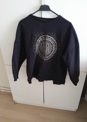 Siyah Payetli Kadın Sweatshirt