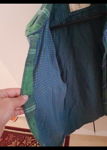 Düğmeli Yeşil Kareli erkek Gömlek - Görsel 4