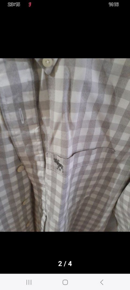 Gri Pamuklu Uzun Kollu Erkek Gömlek - Görsel 2