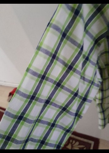 Düğmeli Yeşil Kareli Erkek Gömlek - Görsel 3