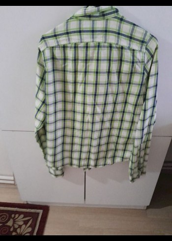 Düğmeli Yeşil Kareli Erkek Gömlek - Görsel 4