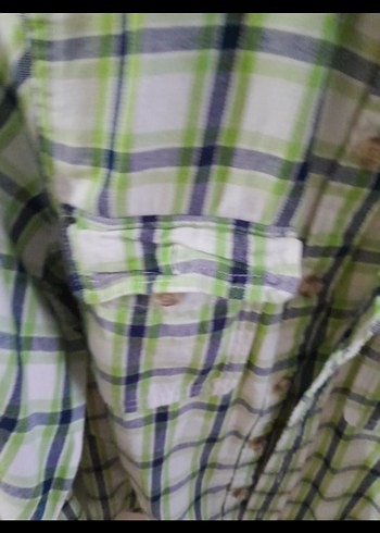 Düğmeli Yeşil Kareli Erkek Gömlek - Görsel 2