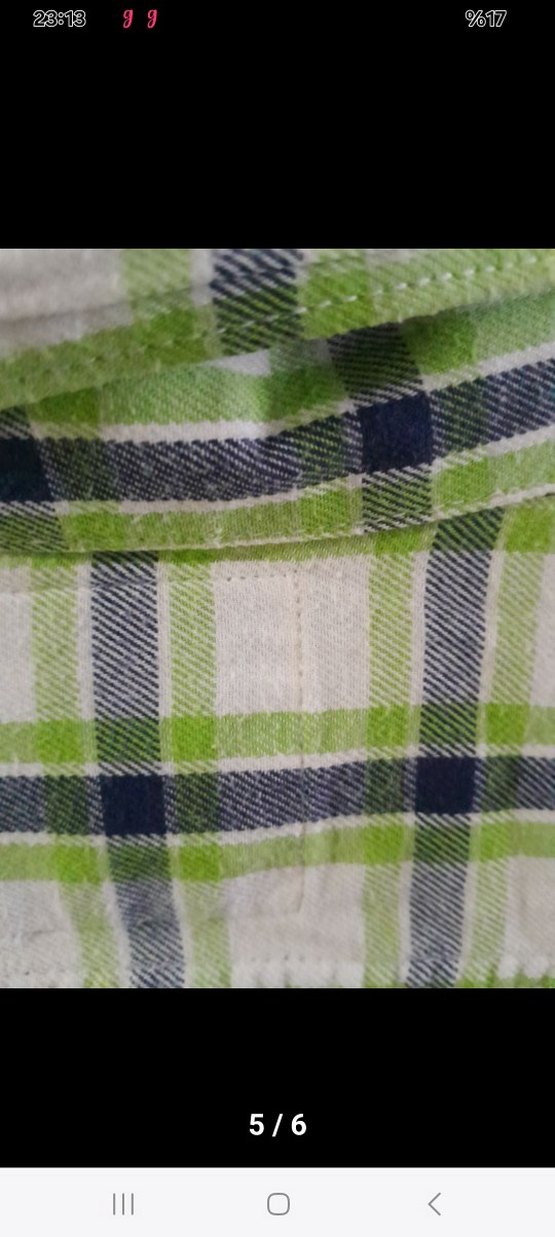 Düğmeli Yeşil Kareli Erkek Gömlek - Görsel 5