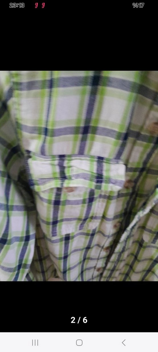 Düğmeli Yeşil Kareli Erkek Gömlek - Görsel 2