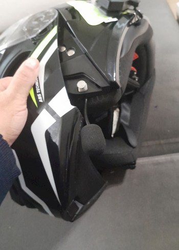 Parlak Siyah Baskılı Motosiklet Kaskı - Görsel 5