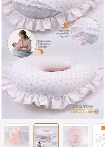 Nakışlı Pembe Emzirme ve Gebelik Yastığı - Görsel 2
