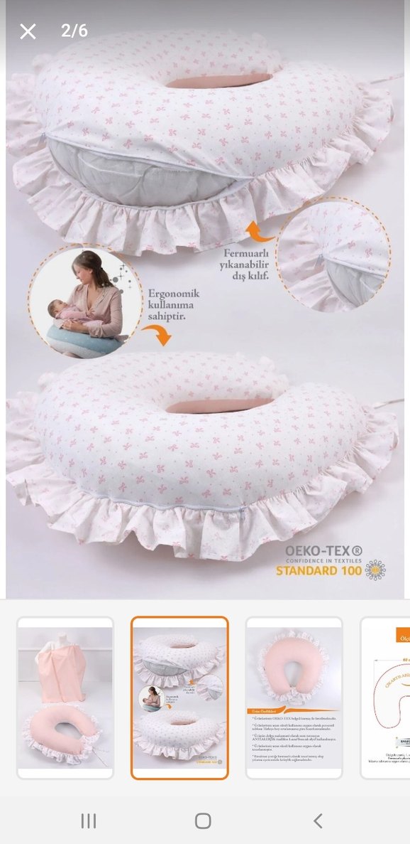 Nakışlı Pembe Emzirme ve Gebelik Yastığı - Görsel 2