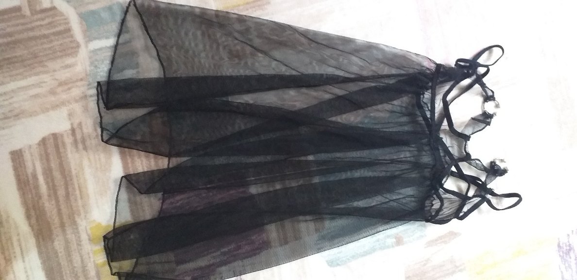 Siyah Gotik Uzun Askılı Kadın Gecelik - Görsel 2