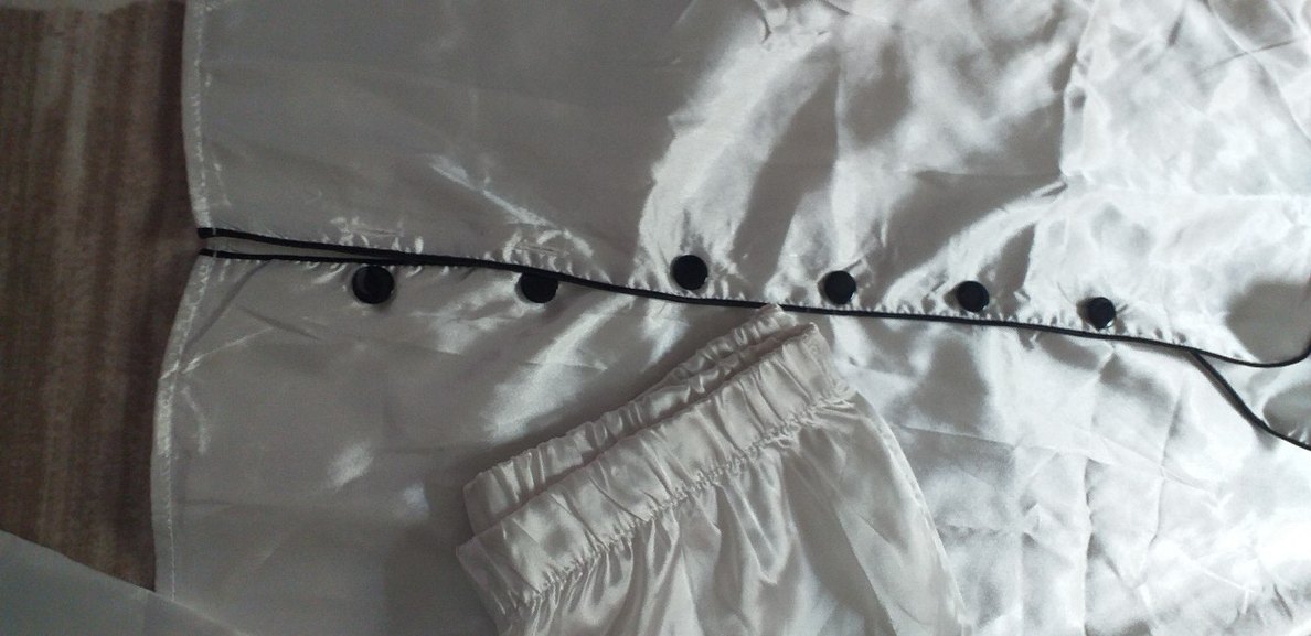 Kadın Parlak Beyaz Saten Pijama Takımı - Görsel 4