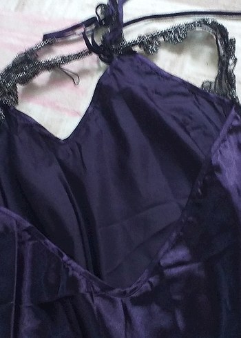 Mor Gotik Midi İp Askılı Gecelik - Görsel 2