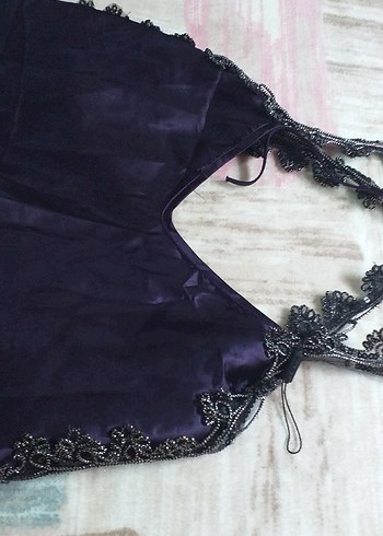 Mor Gotik Midi İp Askılı Gecelik - Görsel 4
