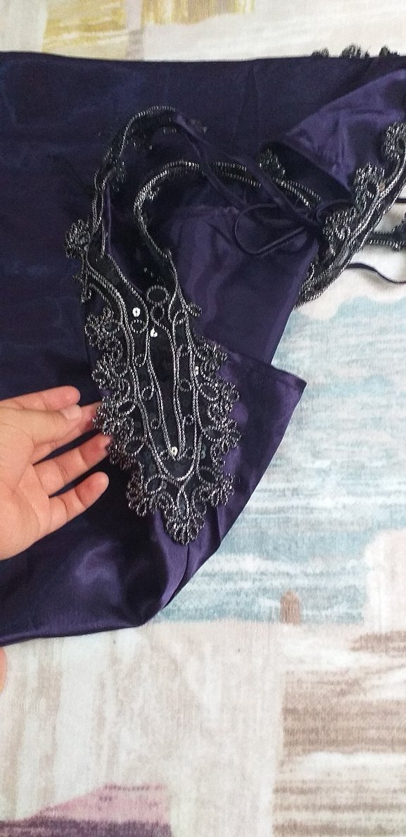 Mor Gotik Midi İp Askılı Gecelik - Görsel 3