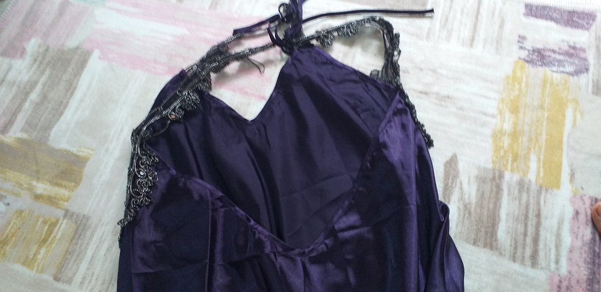 Mor Gotik Midi İp Askılı Gecelik - Görsel 2