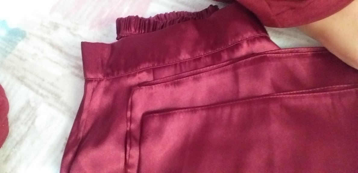 Bordo Bohem Midi Saten Kadın Pijama Takımı - Görsel 2