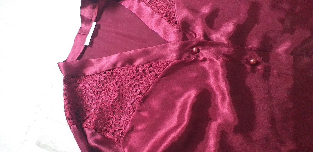 Bordo Bohem Midi Saten Kadın Pijama Takımı - Görsel 4