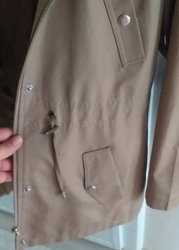 Bej Düğmeli Midi Kadın Ceket - Görsel 4