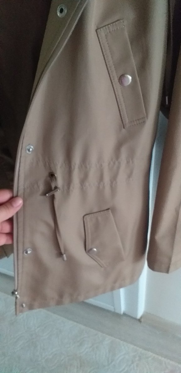 Bej Düğmeli Midi Kadın Ceket - Görsel 4