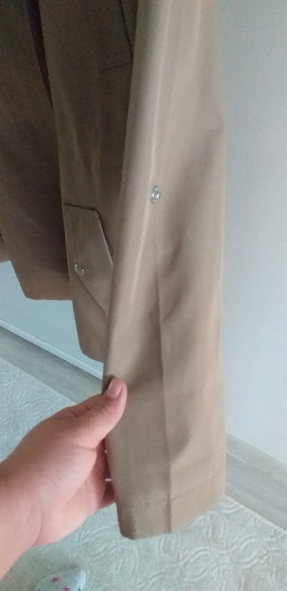 Bej Düğmeli Midi Kadın Ceket - Görsel 5