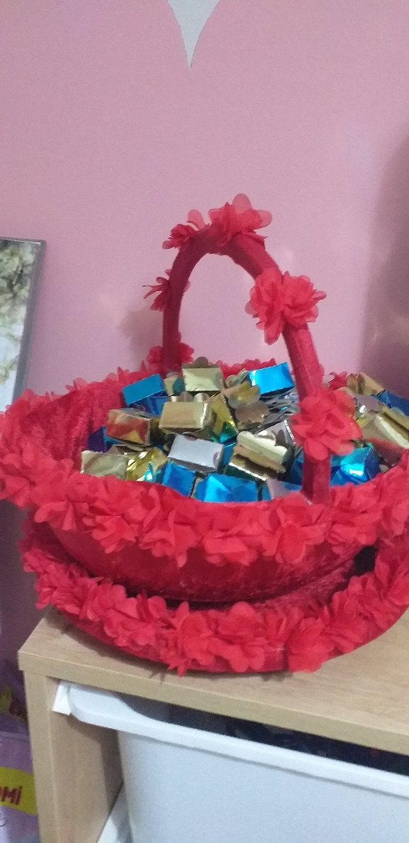 Kırmızı Çiçekli kina sepeti - Görsel 3