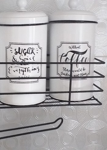 Beyaz Metal Raflı Mutfak Kavanoz Seti - Görsel 3