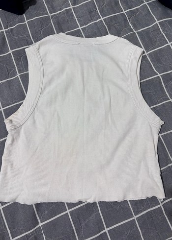 Beyaz Baskılı Kolsuz Kız Tişörtü - Görsel 2