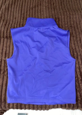 Parlak Mor Fermuarlı spor crop - Görsel 2