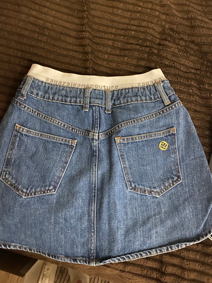 Mavi Kot Midi Etek - Görsel 2