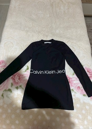 Calvin Klein Siyah Uzun Kollu Triko elbise - Görsel 2