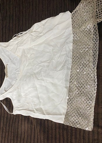 Dantel Detaylı Beyaz Bohem Uzun Bluz - Görsel 2