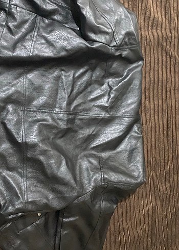 Kadın Siyah Deri Biker Ceket - Görsel 3