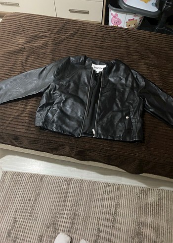 Kadın Siyah Deri Biker Ceket - Görsel 2