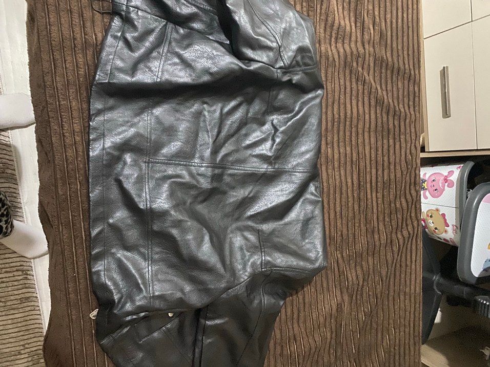 Kadın Siyah Deri Biker Ceket - Görsel 3